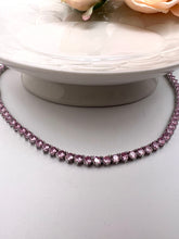 Load image into Gallery viewer, Tennis choker necklace 3 prongs 4mm cz light colors

