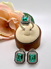 Load image into Gallery viewer, Tourmaline set with  enameled detail
