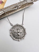 Load image into Gallery viewer, Holy Spirit portuguese mandala cz studded rhodium necklace
