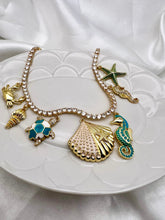 Load image into Gallery viewer, Tennis choker with sea shell  pendants necklace
