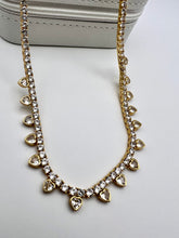 Load image into Gallery viewer, Diamond cz tennis choker with small hearts necklace
