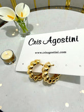 Load image into Gallery viewer, Small hoop croissant style earrings
