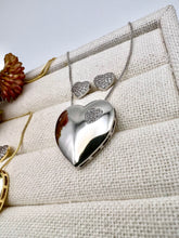 Load image into Gallery viewer, Golden heart pendant with studded heart detail set
