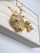 Load image into Gallery viewer, Crystal CZ tigers on the face jewelry set
