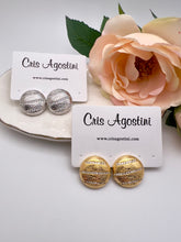 Load image into Gallery viewer, Button with cz strips earrings
