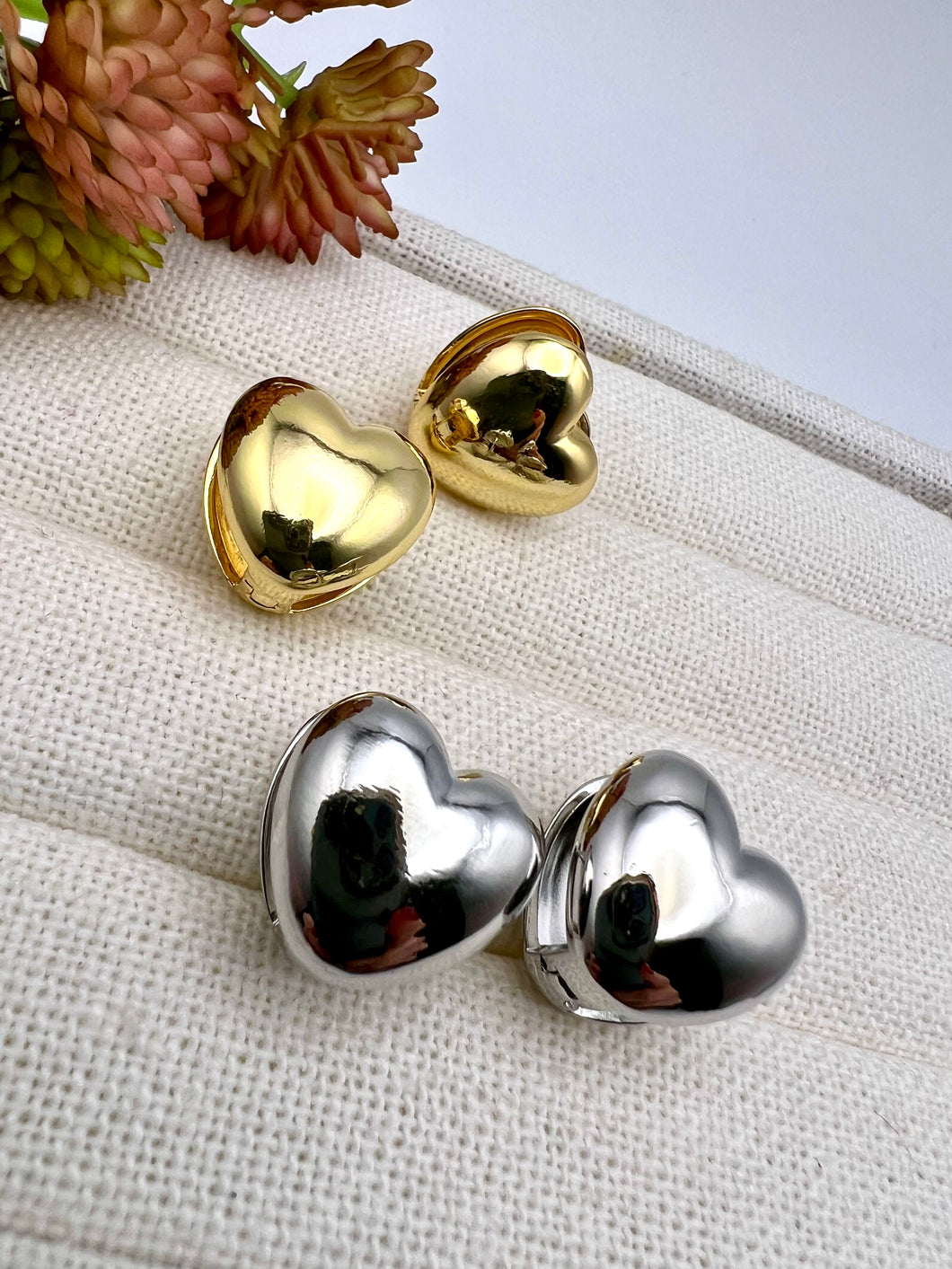 Medium heart clip-on earrings