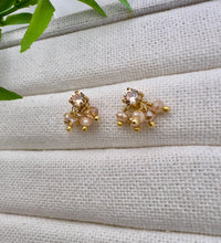 Load image into Gallery viewer, Round champagne cz crystal cluster earrings
