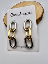 Load image into Gallery viewer, Paperclip 3 links gold plated  earrings
