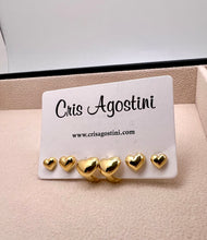 Load image into Gallery viewer, Set of 3 heart shaped chip-on stud earrings
