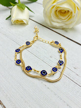 Load image into Gallery viewer, German thread and greek eye double bracelet
