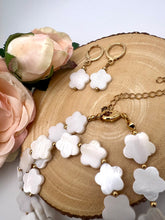 Load image into Gallery viewer, Mother of pearl hoop and necklace jewelry set
