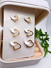 Load image into Gallery viewer, Set of 3 heart shape earrings for 3 ear holes
