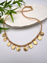 Load image into Gallery viewer, Dulce de leche crystal necklace with 10 commandments medals
