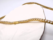 Load image into Gallery viewer, Tennis choker fine-cut cz and jewel clasp necklace gold plated
