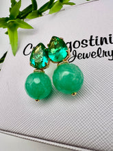 Load image into Gallery viewer, Cut crystal drop with jade amazonite gemstone earrings
