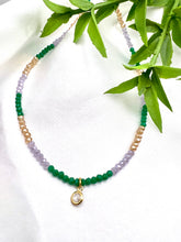 Load image into Gallery viewer, Dulce de leche lilac emerald crystal choker necklace
