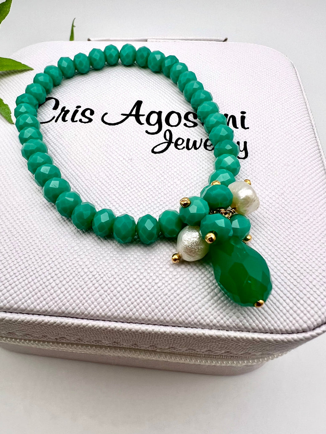 Crystal and jade amazonite bracelet