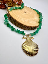 Load image into Gallery viewer, Natural jade gemstone and Golden Shell Necklace
