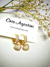 Load image into Gallery viewer, Classic studded hoop with heart pendant earrings
