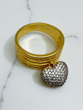 Load image into Gallery viewer, Luxury cz studded heart pendant ring
