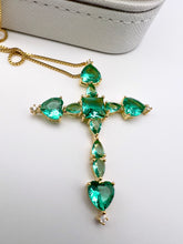 Load image into Gallery viewer, Crystal cross necklace heart end
