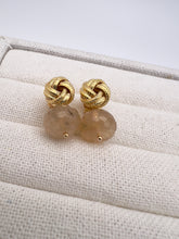 Load image into Gallery viewer, Rutilated quartz pendant braided base earrings
