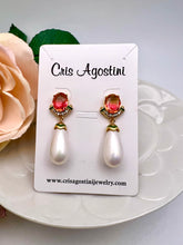 Load image into Gallery viewer, Crystal colorful cz detail pearl drop pendant

