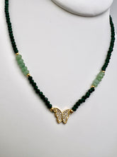 Load image into Gallery viewer, Crystal choker with green quartz butterfly necklace
