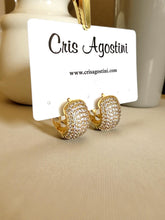 Load image into Gallery viewer, Classic large studded cz hoop earrings
