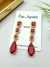 Load image into Gallery viewer, Long cz crystal drop Valentina Collection earrings

