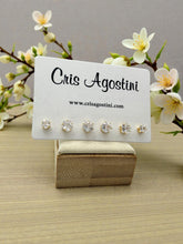 Load image into Gallery viewer, Set of 3 small light point cz earrings
