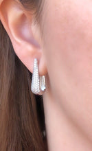 Load image into Gallery viewer, Medium studded elongated oval hoop earrings
