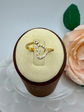 Load image into Gallery viewer, Delicate ring open studded heart cz on side
