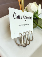 Load image into Gallery viewer, Two different size hoop with sleek crystal inlay
