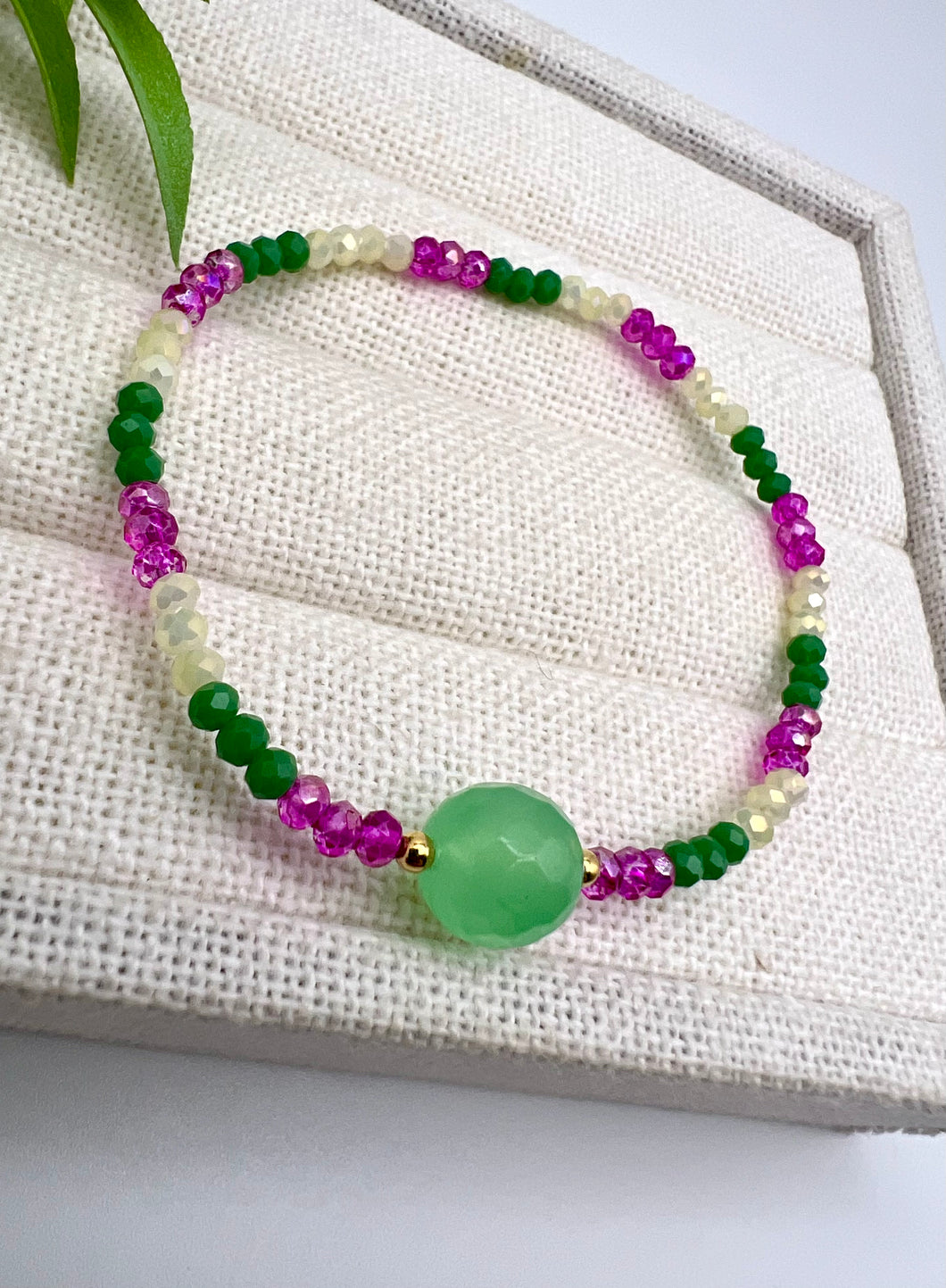 Different colors crystal bracelet green jade ball