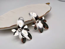 Load image into Gallery viewer, Silver plated organic orchid earrings
