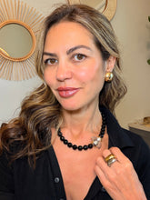 Load image into Gallery viewer, Natural black Jade bee statement necklace
