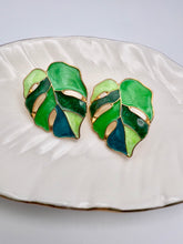 Load image into Gallery viewer, Leaf with 3 shades of green earrings
