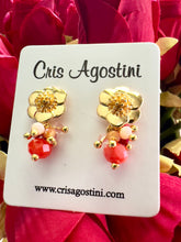 Load image into Gallery viewer, Flower earrings with crystal cluster
