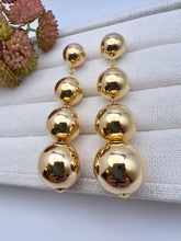 Load image into Gallery viewer, Four different ball sizes gold and rhodium earrings
