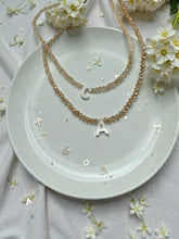 Load image into Gallery viewer, Mini crystal mother-of-pearl initial pendant necklace
