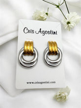 Load image into Gallery viewer, Gold and silver geometric earrings
