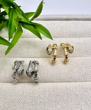 Load image into Gallery viewer, Luxury inspired snake cz diamond studded earrings

