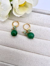 Load image into Gallery viewer, Natural ball gemstone hoop earrings
