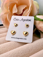 Load image into Gallery viewer, Two delicate mini heart stud earrings
