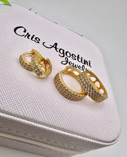 Load image into Gallery viewer, Medium and Small classic cz hoop set earrings
