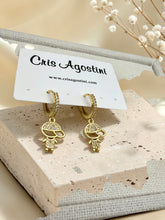 Load image into Gallery viewer, Cz child figure charm earrings
