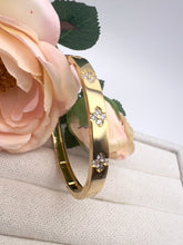 Load image into Gallery viewer, VC wider bracelet with cz clover embedded
