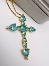 Load image into Gallery viewer, Crystal cross necklace heart end
