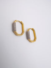 Load image into Gallery viewer, Cut corner earrings cz detail
